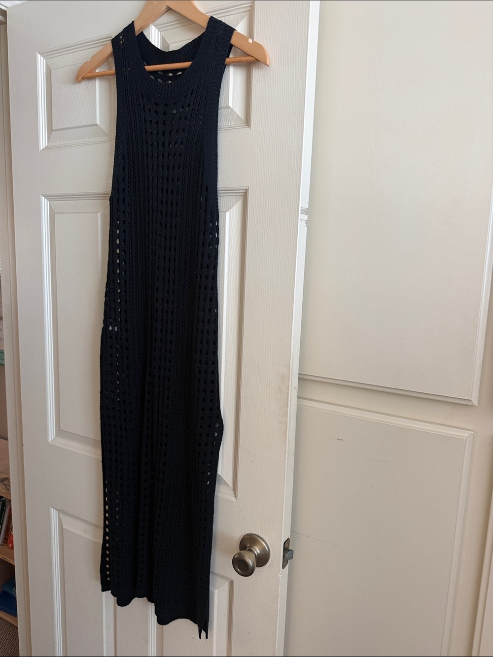 Black Crochet Swim Coverup Long Dress One Size